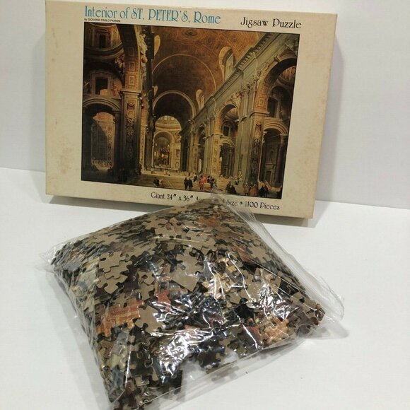VTG Interior of St Peter's Puzzle Giovanni Pannini 1100 Pcs 24 x 36 Nordevco USA - Picture 2 of 4